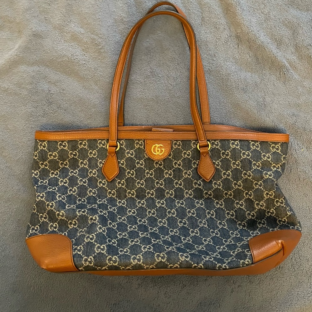 Gucci Blue and Tan Women's Tote Bag